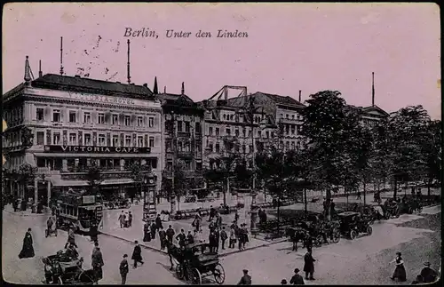 Ansichtskarte Mitte-Berlin Unter den Linden, Verkehr 1916 Feldpost Berlin SO