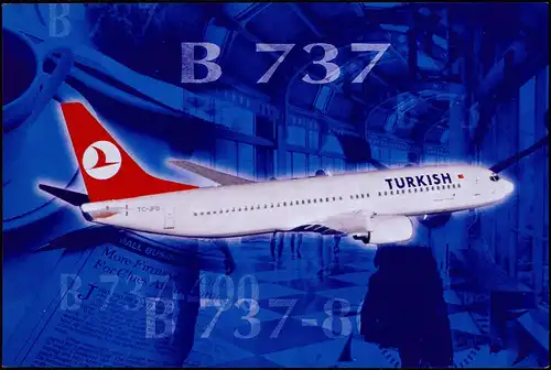 Ansichtskarte  Flugzeug Airplane Avion Boeing 737 TURKISH AIRLINES 1997