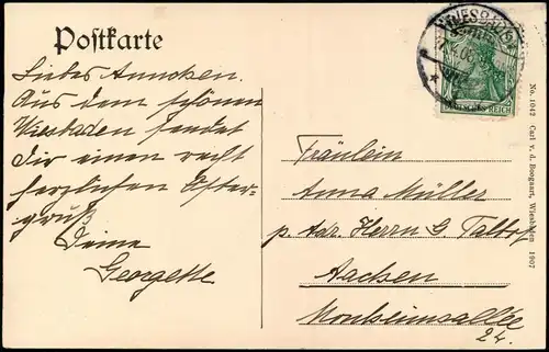 Ansichtskarte Wiesbaden Hauptbahnhof 1908