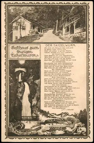 Ansichtskarte Oberaudorf 2 Bild Gasthaus Tatzelwurm, Wasserfälle 1925