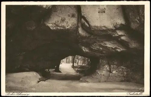 Ansichtskarte Kirnitzschtal-Sebnitz Kuhstall Sächsische Schweiz 1927