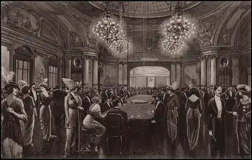 Postcard Monte-Carlo Casino, Roulette 1914