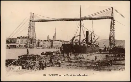 CPA Rouen Le Pont transbordeur Schiffe Dampfer Steamer Hafen 1928