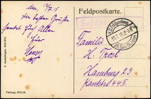 CPA Reims Reims Église Saint-Remi Kirche 1915  gel- div Feldpoststempel