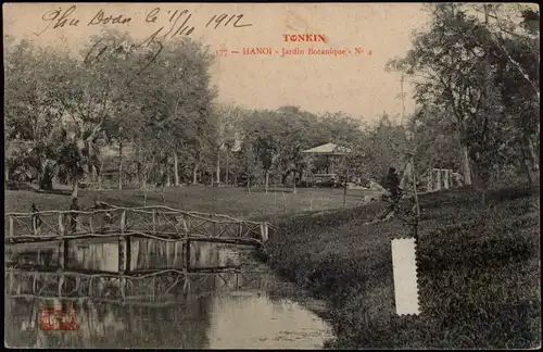 Postcard Hanoi Hà Nội | 河内 Hé Nèi Jardin Botanique Vietnam 1912  gel Stempel