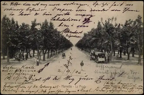 CPA Marseille Le Prado - Kiosk, Bus 1905