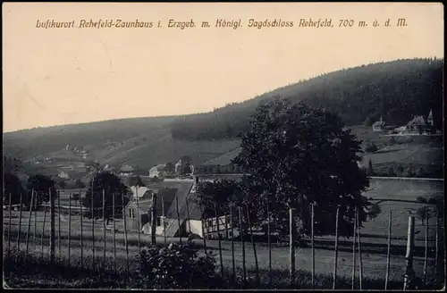 Rehefeld-Altenberg (Erzgebirge) Zaunhaus, Jagdschloß Stadtpartie 1915