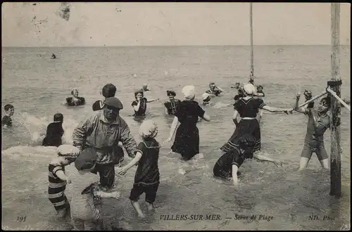 CPA Villers-sur-Mer Badende Strandleben - Zeitgeschichte 1908