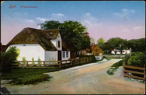 Ansichtskarte Sylt Straßenpartie - Friesenhäuser 1914