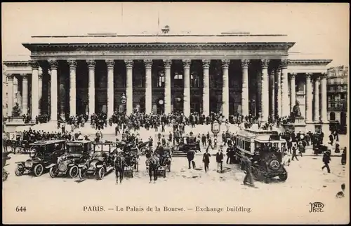 CPA Paris Pariser Börse / La Bourse belebt Autos, Busse 1912
