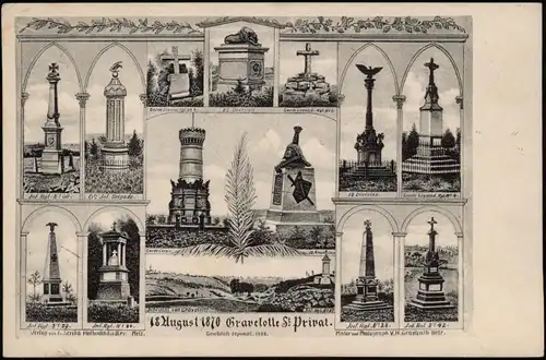 CPA Gravelotte Mehrbild Kriegerdenkmäler 1911  Stempel Turnfahrt