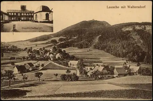 Waltersdorf-Großschönau (Sachsen) Lausche mit Waltersdorf u. Gesellschaftshaus 2 Bild 1921