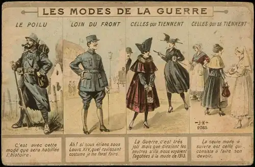 .Frankreich LES MODES DE LA GUERRE 4 Bild LE POILU  CELLES QUI TIENNENT 1915