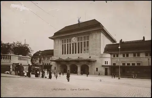Ansichtskarte Lausanne Bahnhof La Gare 1914