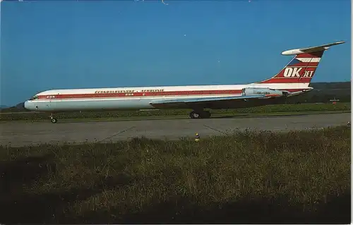 Zürich Flugzeug "CSA Ceskoslovenske Aerolinie" - Ilyushin 62 Rollfeld 1986