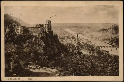 Ansichtskarte Heidelberg Totale - Künstlerkarte 1927