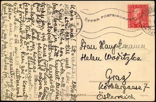 Postcard Stockholm Konserthuse, Markttreiben 1936