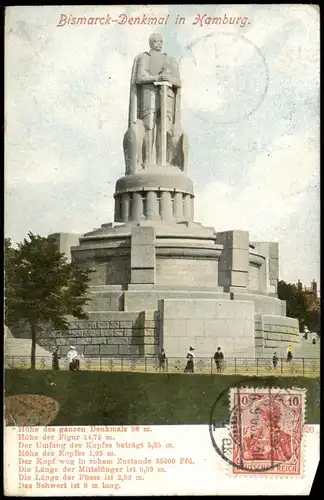 Ansichtskarte St. Pauli-Hamburg Bismarck-Denkmal 1907