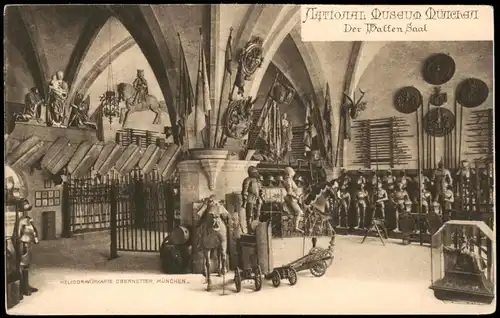 Ansichtskarte München National Museum - Der Waffensaal 1909