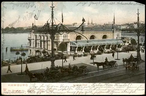 Ansichtskarte Hamburg Alsterpavillon, Fuhrwerke 1904 gel. Gablonz Neisse