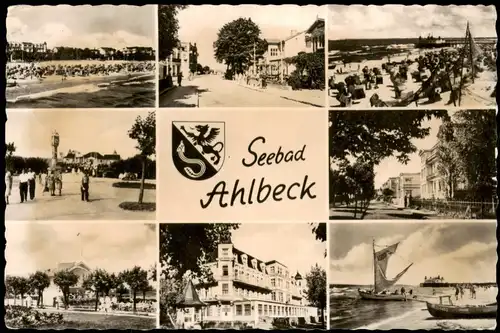 Ansichtskarte Ahlbeck (Usedom) Strand, Fischerboote, Straßen 1961
