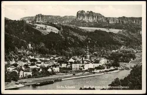 Ansichtskarte Bad Schandau Stadt und Schrammsteine 1932
