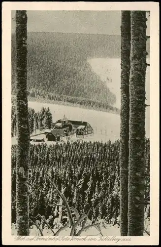 Ansichtskarte Oberwiesenthal Fremdenhof Rotes Vorwerk im Winter 1926