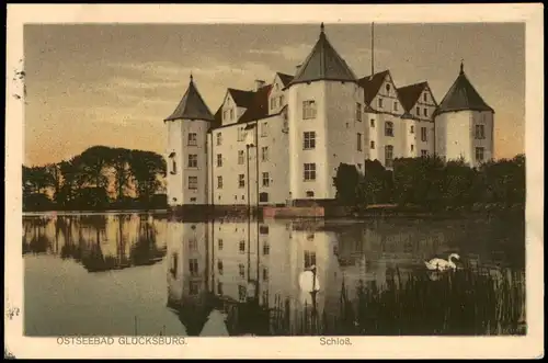 Ansichtskarte Glücksburg (Ostsee) Lyksborg Schloss Glücksburg, Schwäne 1912