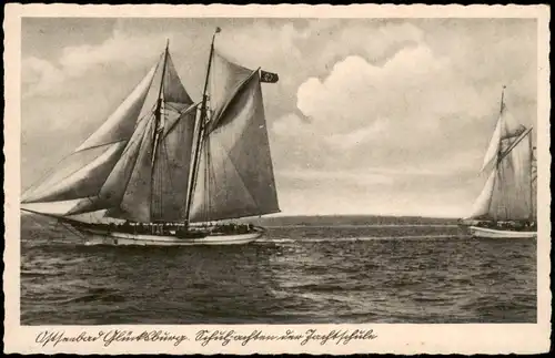 Ansichtskarte Glücksburg (Ostsee) Lyksborg Yachten Segelschiffe 1938