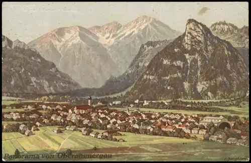 Ansichtskarte Oberammergau Stadt - Künstlerkarte 1934