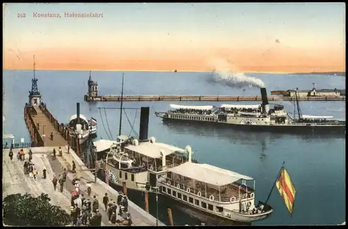 Ansichtskarte Konstanz Schiffe Dampfer Steamer Hafen 1913