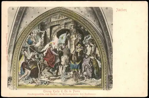 Aachen Freskogemälde von Rethel im Krönungssaale des Rathauses 1909