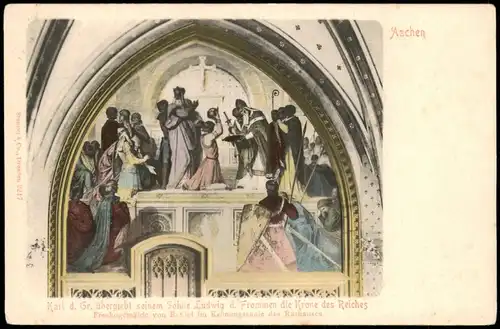 Aachen Freskogemälde von Retiel im Krönungssaale des Rathauses  Reiches 1909