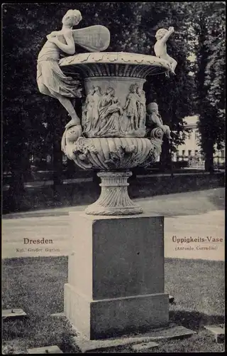 Dresden Großer Garten: Üppigkeitsvase Ansichtskarte 1910