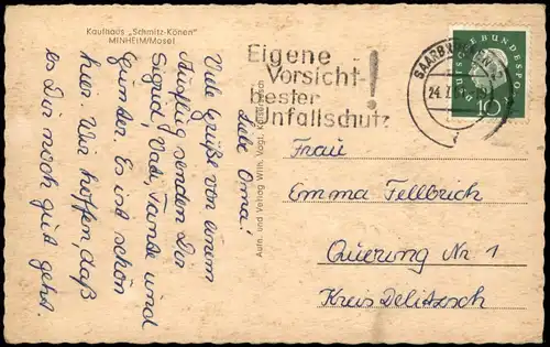 Ansichtskarte Minheim (LK Bernkastel-Wittlich) Totale 1961