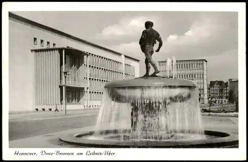 Ansichtskarte Hannover Leibnizufer, Duwe-Brunnen - Hochhaus 1958