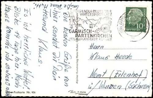 Grainau Zugspitze - Wettersteingebirge Kreuz gegen Hohe Tauern 1958