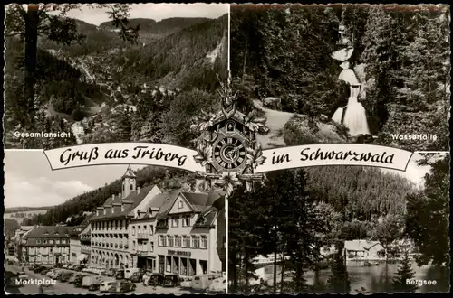 Ansichtskarte Triberg im Schwarzwald Wasserfälle Bergsee Marktplatz 1956