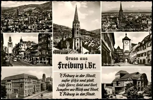 Ansichtskarte Freiburg im Breisgau Stadt, Martinstor, Schwabentor 1967