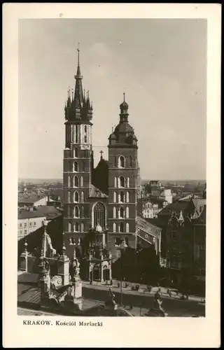 Postcard Krakau Kraków Marienkirche/kościół Mariacki 1949