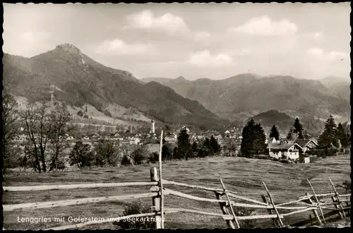 Ansichtskarte Lenggries Blick von der Weide auf die Stadt 1955