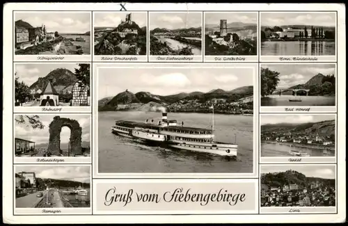 Königswinter Siebengebirge Rheindampfer 1952  gel. Mona Lisa Bund 2x5Pfg 148