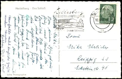 Ansichtskarte Heidelberg Heidelberger Schloss 1957