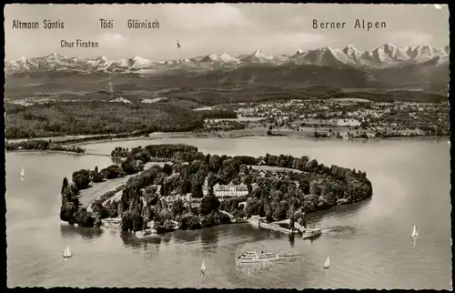 Ansichtskarte Konstanz Luftbild Insel Mainau 1963