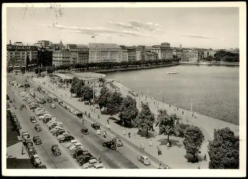 Ansichtskarte Hamburg Jungfernstieg, Dampferanlegestelle 1954