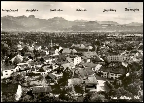 Ansichtskarte Bad Aibling Stadtpartie, Beschreibung der Berggipfel 1962