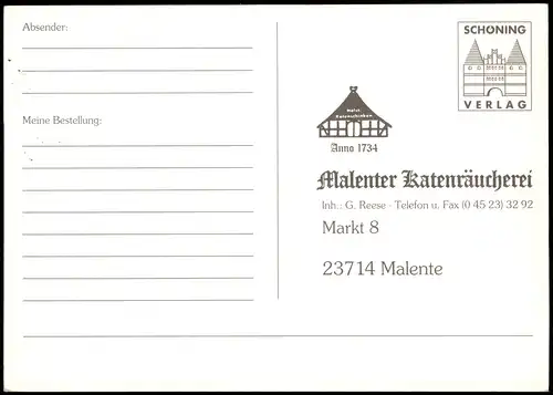 Bad Malente-Gremsmühlen-Malente Malenter Katenräucherei - Werbekarte 1979