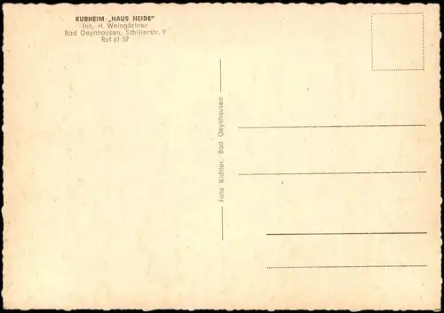 Ansichtskarte Bad Oeynhausen KURHEIM ,,HAUS HEIDE" Schillerstrasse 9 1968