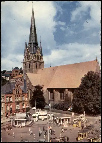 Ansichtskarte Flensburg Südermarkt mit St. Nicolai 1958