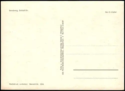 Ansichtskarte Bensberg-Bergisch Gladbach Schloßstraße, VW Käfer 1962